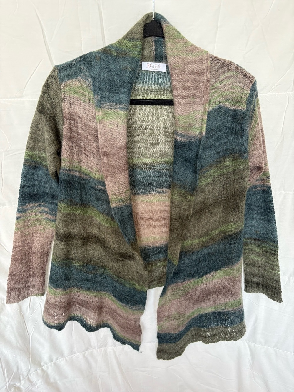 Joie Open-Front Striped Cardigan Sweater - Pink, Blue & Green